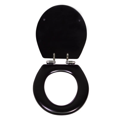 Dalton Toilet Seat Round Soft Close – Black Rustic Wooden Round Standard Toilet Seat for Bathroom – Design House, 561241-BLK