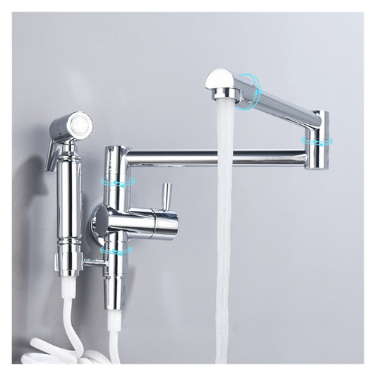Pot Filler Tap Wall Mounted Foldable Kitchen Faucet With Bidet Sprayer Cold Bidet Faucet Sink Tap Rotate Folding Spout ,Effortless Installation