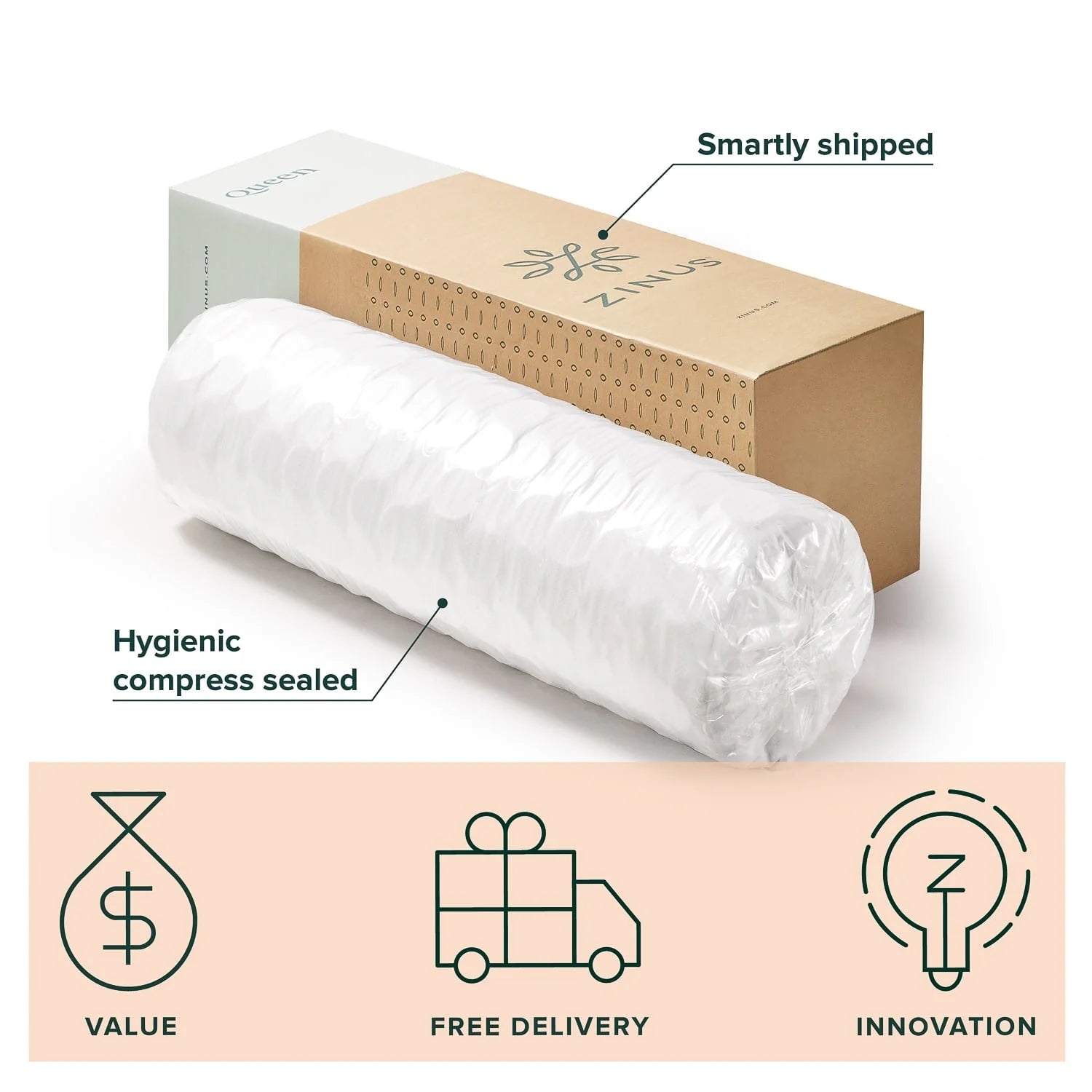 Zinus Euro Top 12" Hybrid Mattress - Comfort Foam and Pocket Spring, Queen