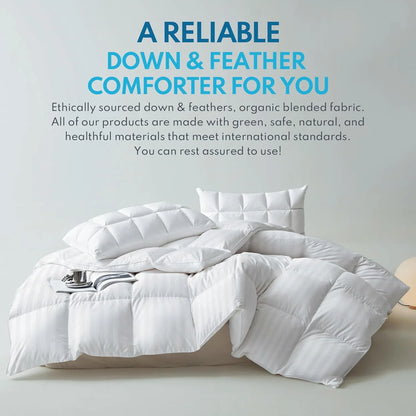 Down Feather Comforter King Size - High Fill Power All Season Duvet Insert, Luxurious Hotel Medium Warmth Bedding Comforter (106”x90°?