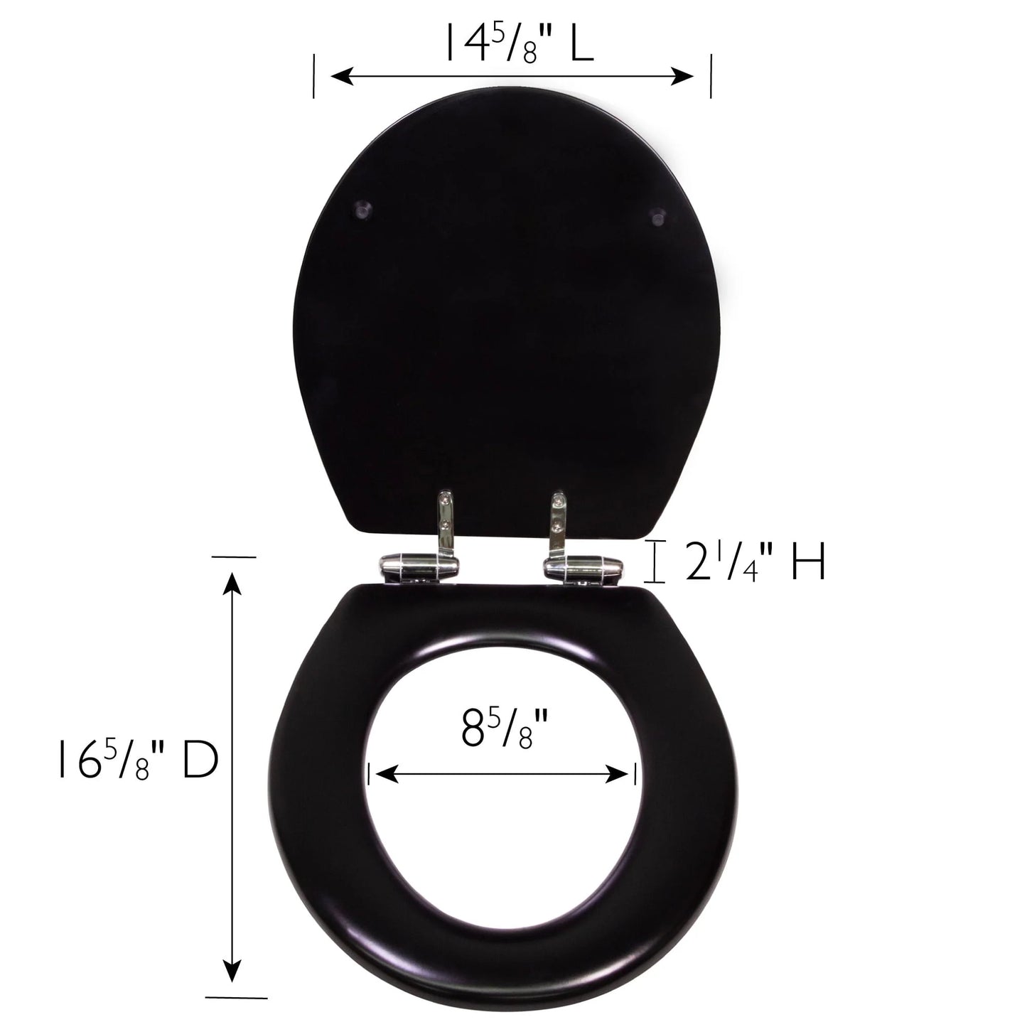 Dalton Toilet Seat Round Soft Close Black Rustic Wooden Round Standard Toilet Seat for Bathroom Design House, 561241-BLK