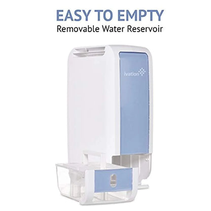 Ivation 13-Pint Small-Area Desiccant Dehumidifier Compact and Quiet - With Continuous Drain Hose for Smaller Spaces, Bathroom, Attic, Crawlspace and Closets - For Spaces Up To 270 Sq Ft