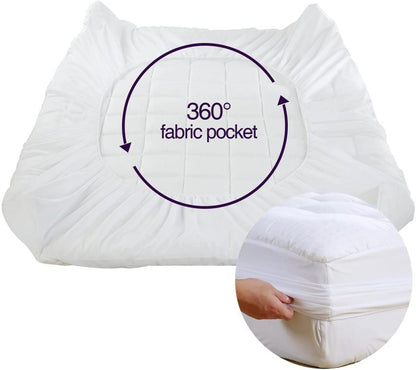 Queen Size Mattress Pad Pillow Top Mattress Cover Quilted Fitted Mattress Protector Cotton Top Stretches up 8-21" Deep Pocket Cooling Mattress Topper (60x80 inch, White)