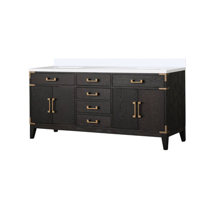 Laurel 60 in W x 22 in D White Oak Double Bath Vanity and Carrara Marble Top