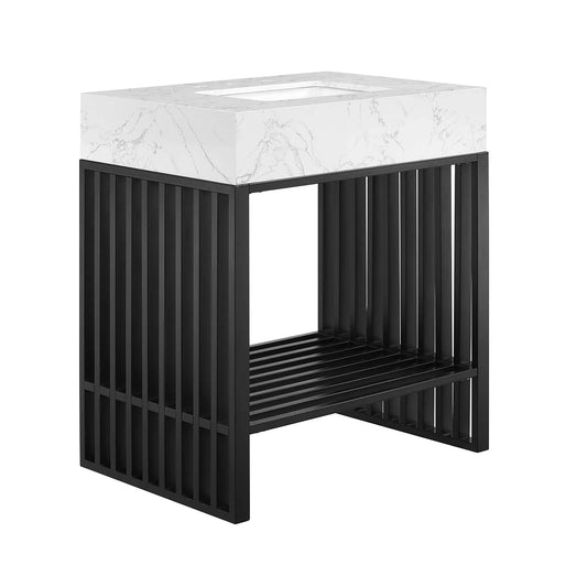 Modway Gridiron 30" Bathroom Vanity in White Black