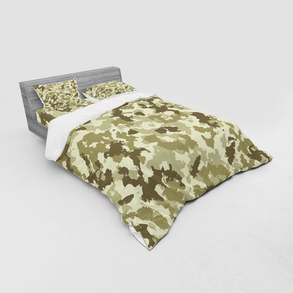 Ambesonne Retro Bedding Set 3 Pcs, Camouflage Survival Theme, Twin, Pale Green Army Green
