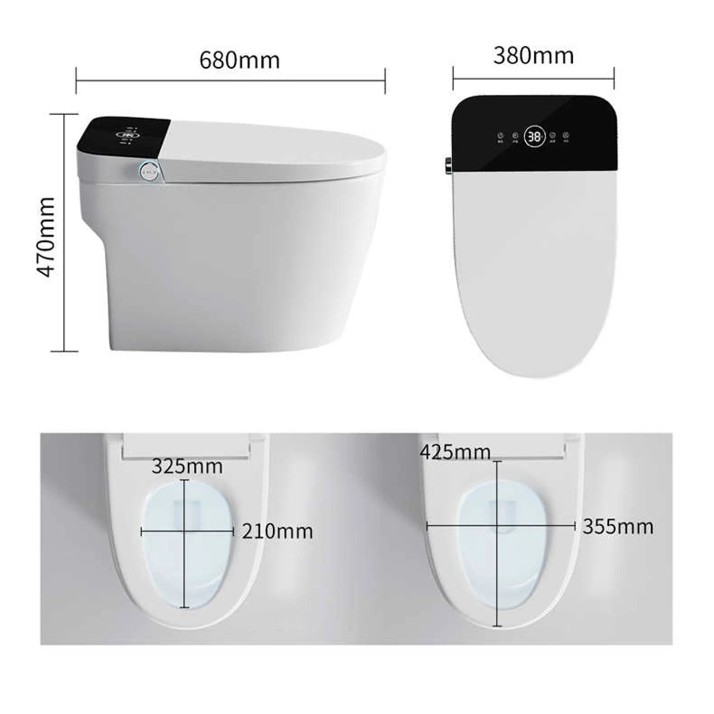 WITMYA TH01 One Piece Smart Toilet with Bidet in Heated Seat Warm Water Dual Flush Open/Close Lid