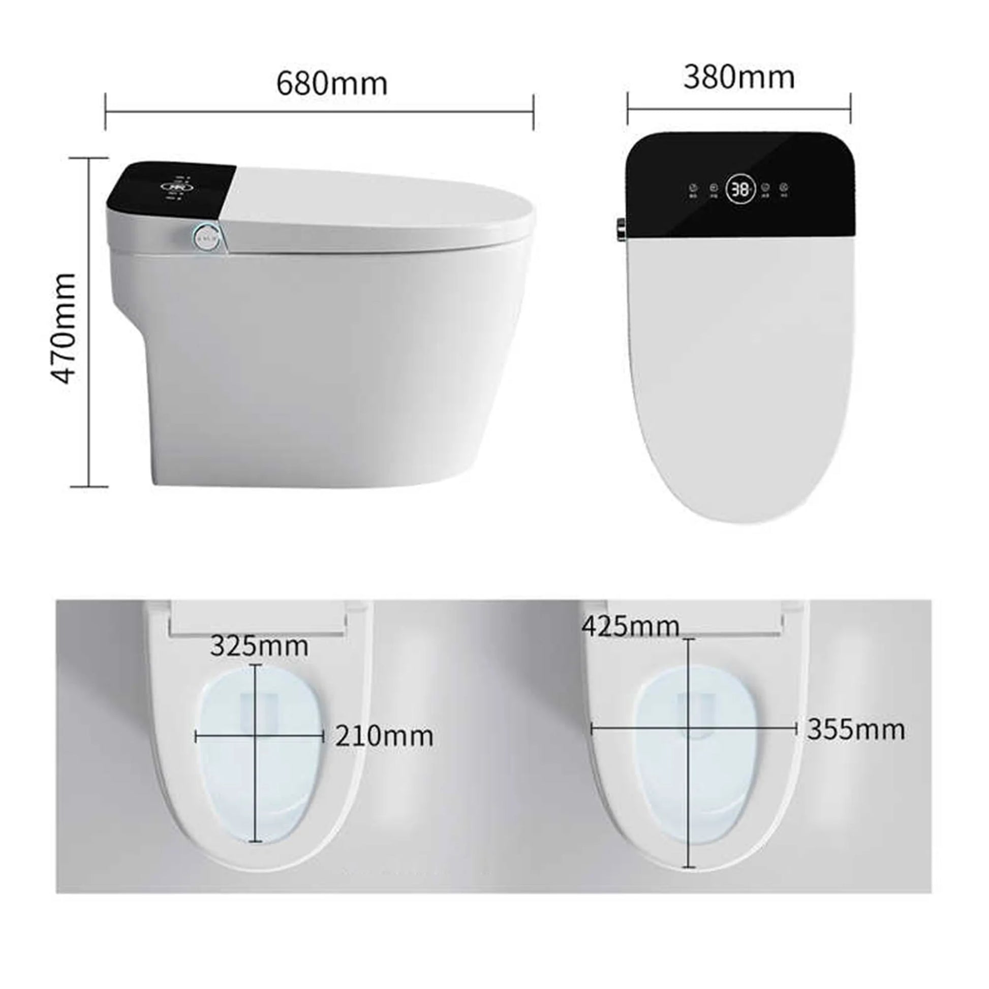 WITMYA TH01 One Piece Smart Toilet with Bidet in Heated Seat Warm Water Dual Flush Open/Close Lid