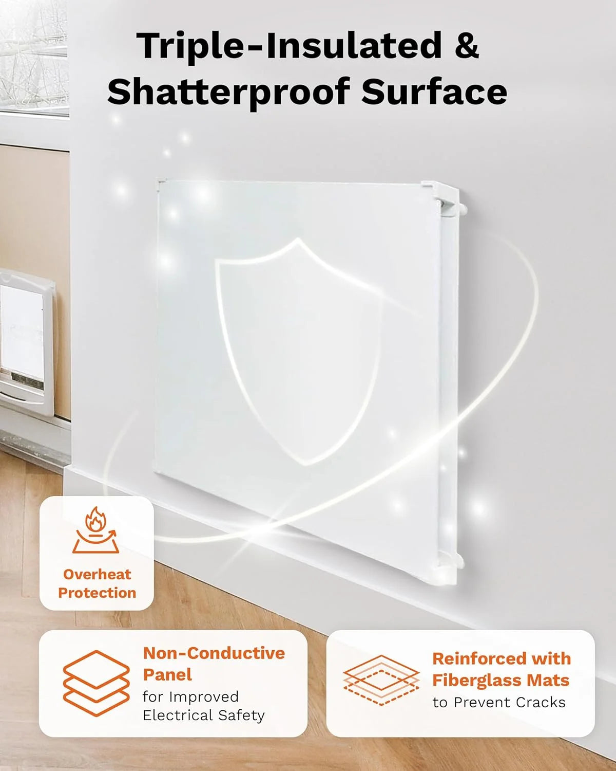 Amaze Heaters Dual Smart 400W Energy Efficient Space Heater w/Heat Guard & Wall Mount Kit - 24°x24° Paintable & Silent Indoor Electric Heater - For Up to 160 sq ft Rooms Such as Bedroom & Bathroom