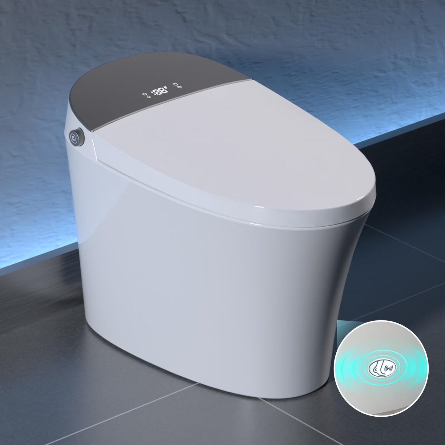 WRR Smart Toilet with Tank Built In, Heated Seat Smart Bidet Toilets, Instant Warm Water, Foam Shield, Sensor to Open/Close/Flush, Pump-assisted, Blackout Flush, LED Display(Premium)