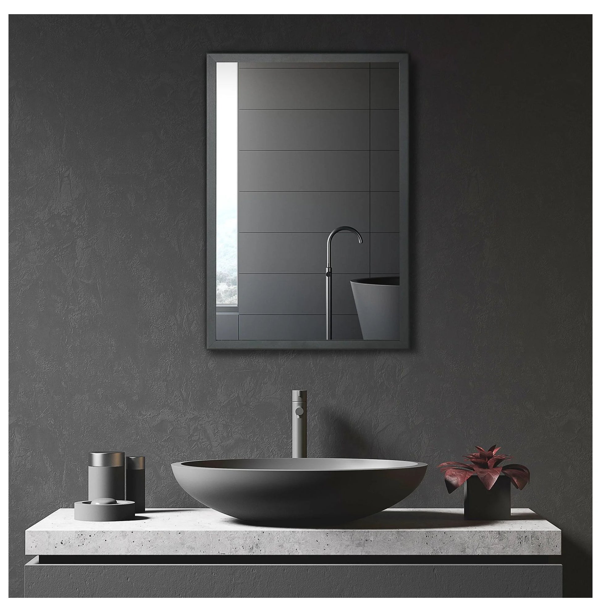 Compact Wall Cabinet, Black Single Door Medicine Cabinet with Mirror & Shelves for Bathroom or Home