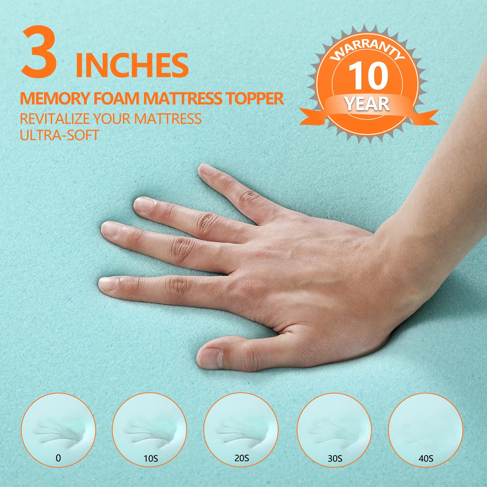 BedLuxury 3" Gel Memory Foam Mattress Topper, King Size - High Density