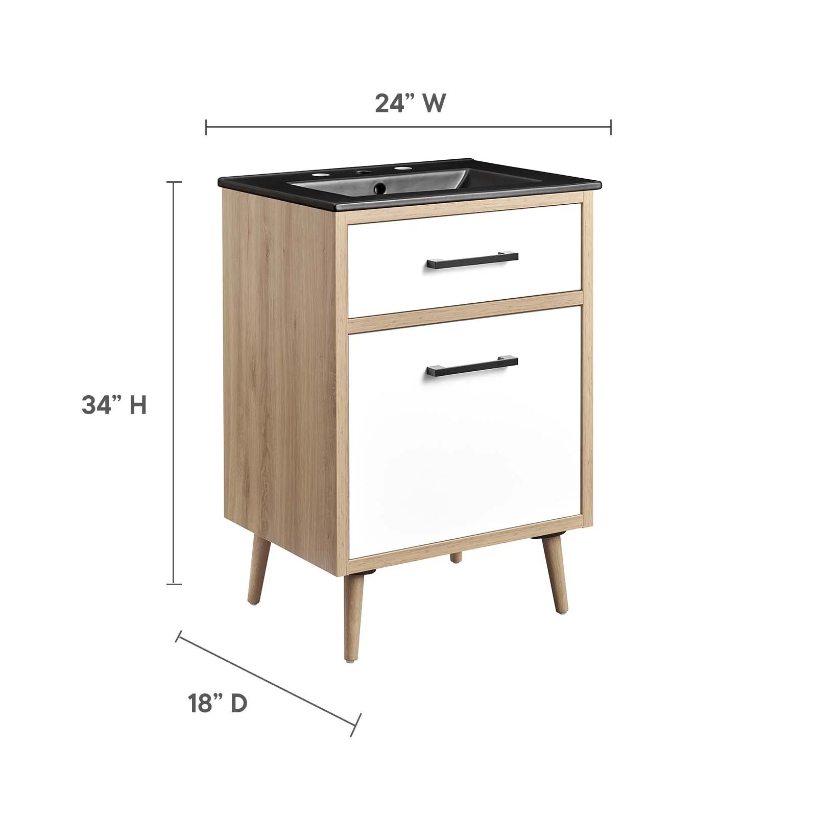 Modway Maverick 24" Bathroom Vanity in Black Oak