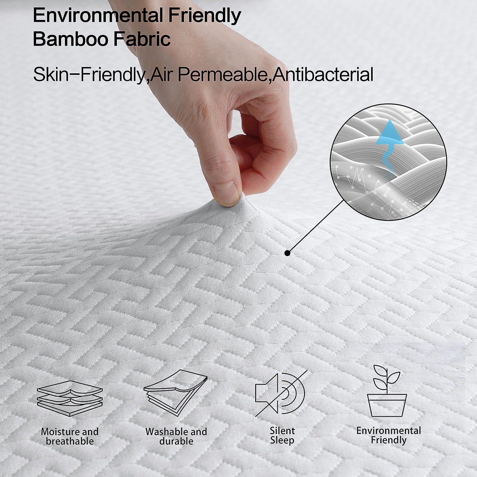 EPICORD 3 Inch Cool Gel Memory Foam Mattress Topper Queen Size Bed,Removable Soft Cover, Comfort Body Support & Pressure Relief,10 Year Warranty