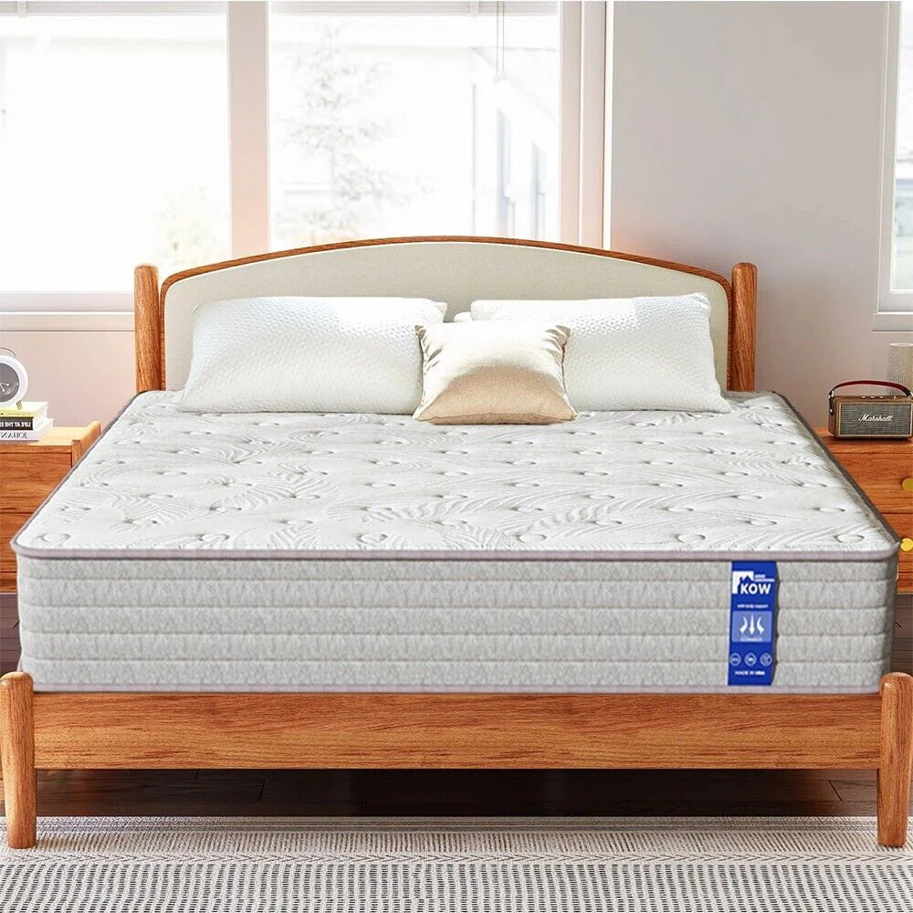 KOW® 12 inch Queen Size Gel Memory Foam Mattress in a box,Medium Firm,Pressure Relief,5 Zones Support,Egde Support