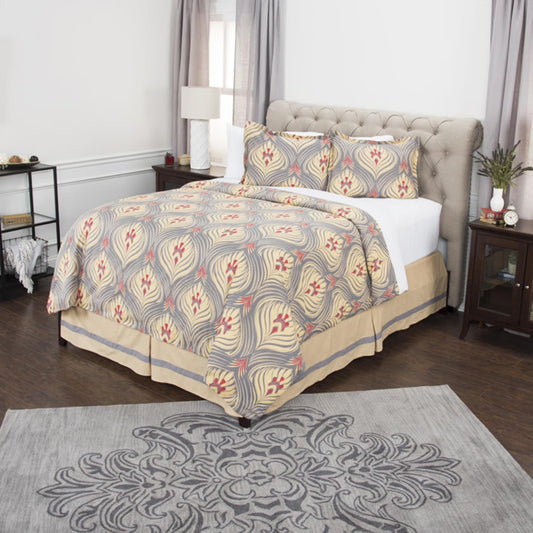 Rizzy Home BT4142 GOLD/Gray COTTON 30'S Printed King Three piece Beddings set.