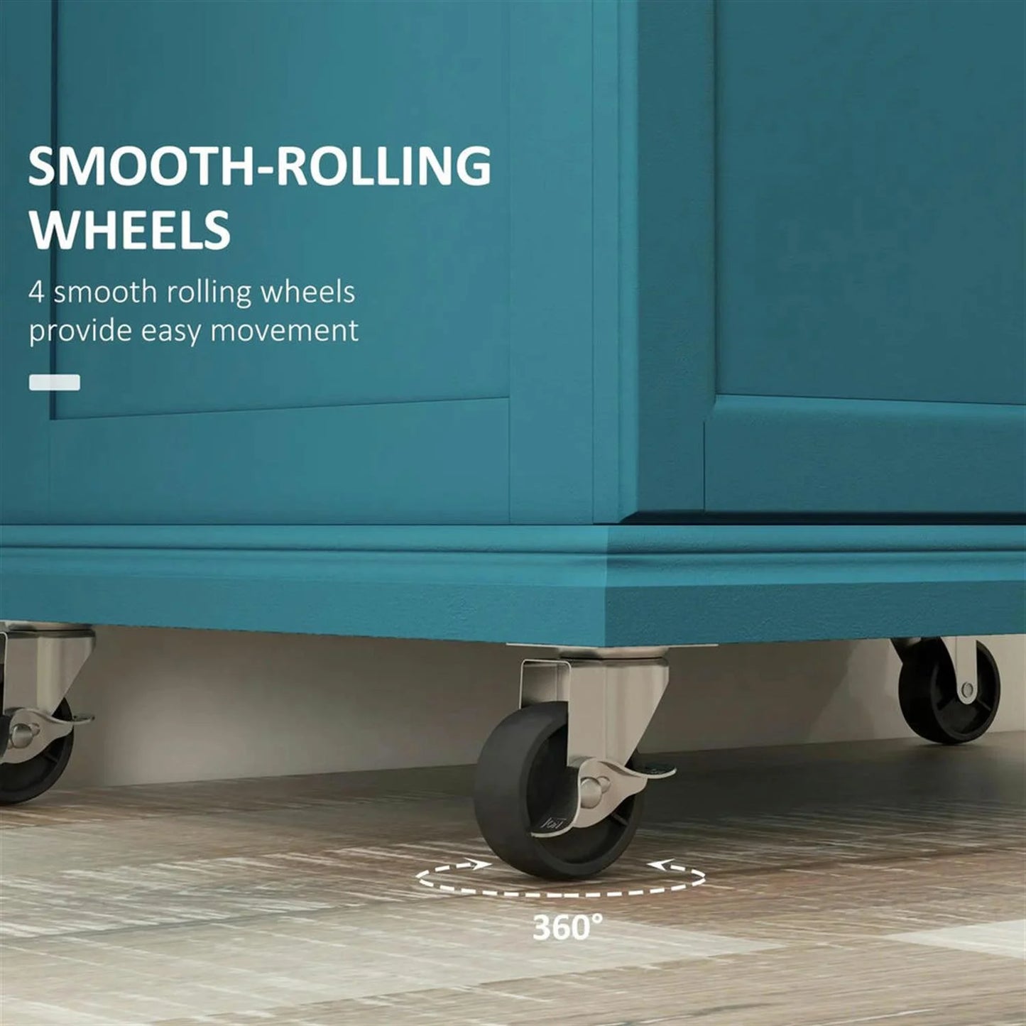 Finihen 35" Kitchen Island Cart on Wheels with Stainless Steel Top, Rolling Dining Room Serving Utility Carts Mobile Movable with Towel Rack, Blue