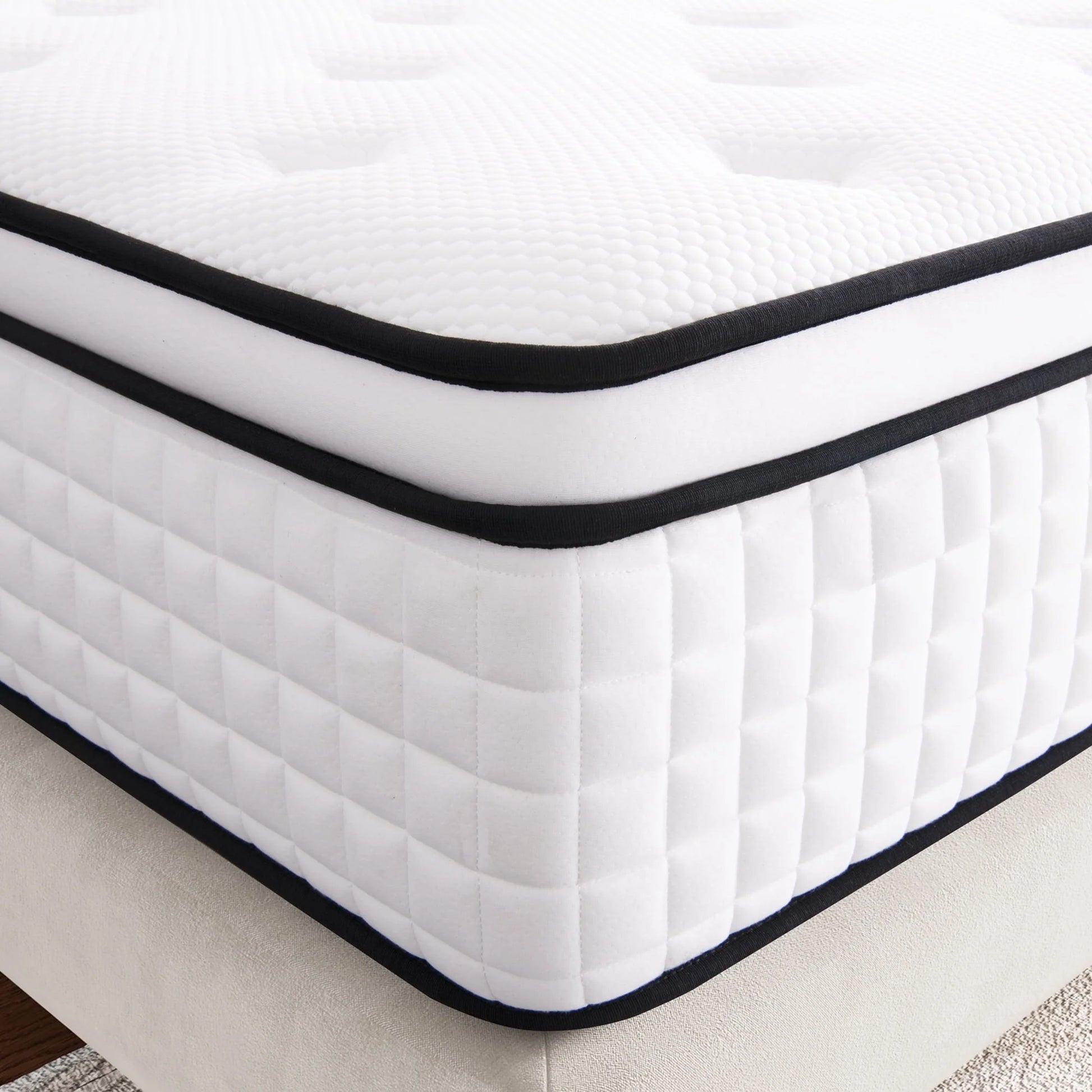 Queen Mattress, Madinog 12" Hybrid Mattress,Innerspring and Gel Memory Foam