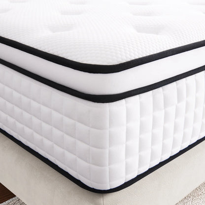 Queen Mattress, Madinog 12" Hybrid Mattress,Innerspring and Gel Memory Foam