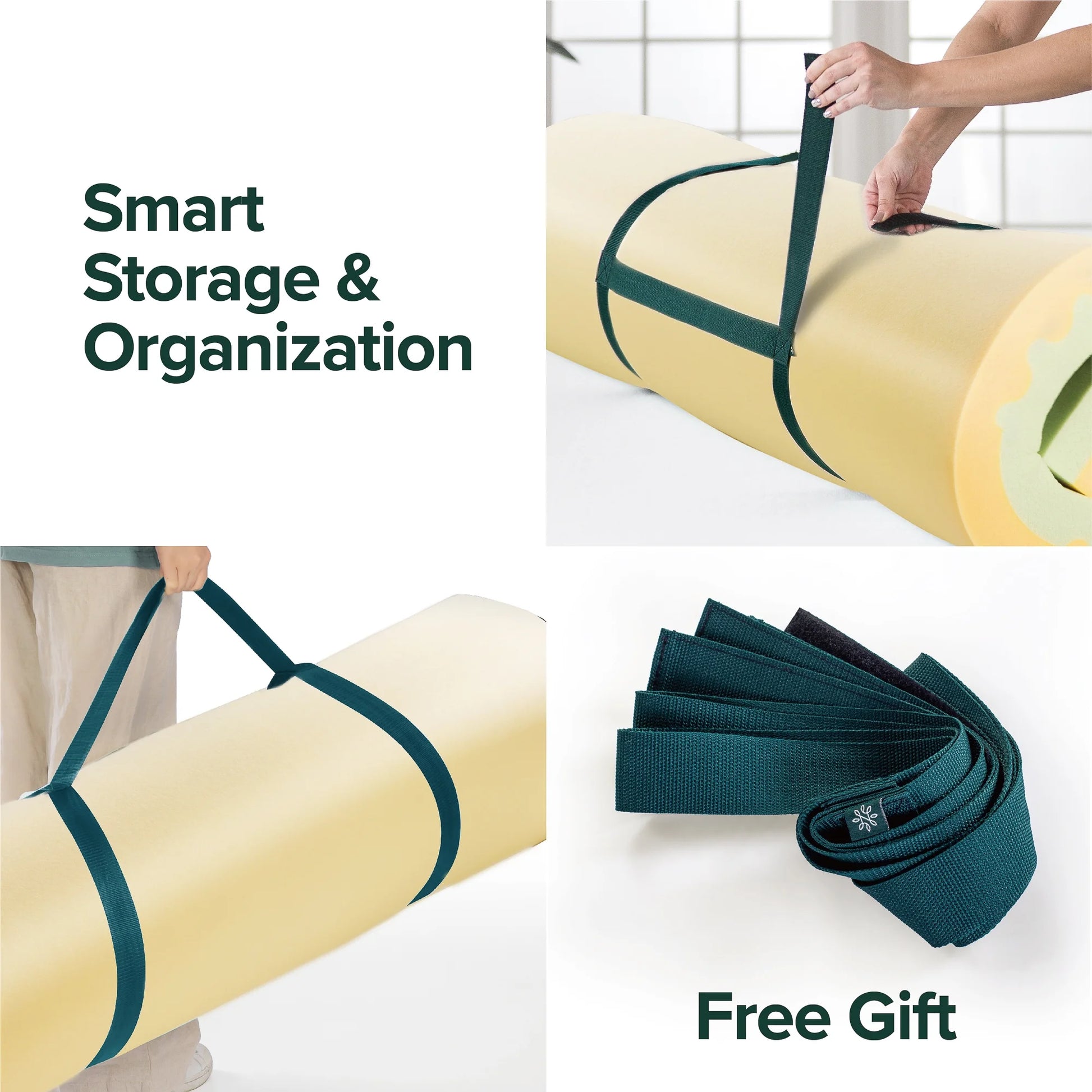 Spa Sensations by Zinus 4" Green Tea TorsoTec Memory Foam Mattress Topper, Twin