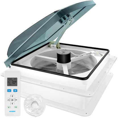 Kohree 14" RV Vent Fan,12V Super Quiet Fan-10 Speed Intake & Exhaust- with Remote Control & Sealing tape for Camper Trailer Bathroom,Light Blue
