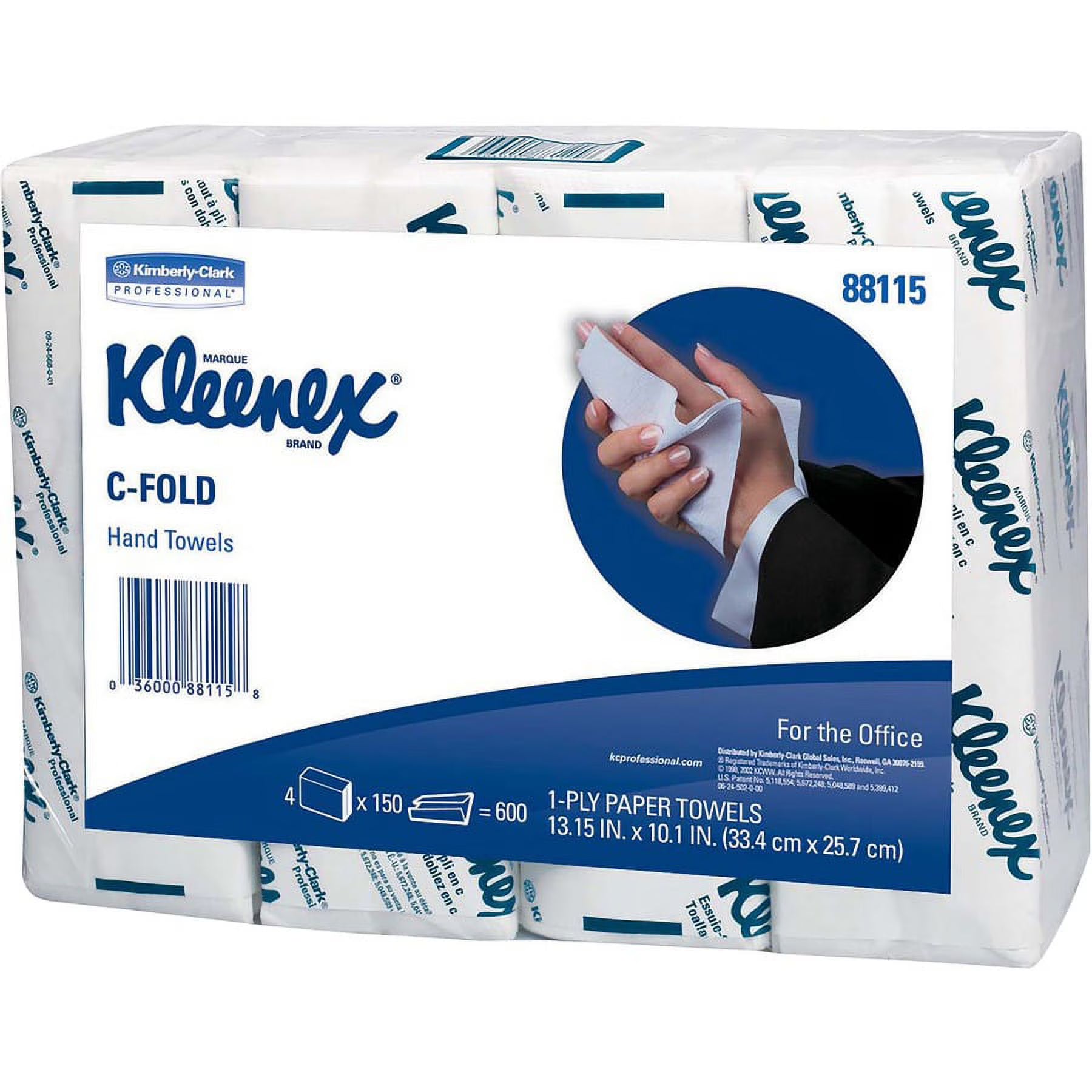 Kleenex C-Fold Hand Towels - 1 Ply - C-fold - 10.10" x 13.25" - White - Soft, Absorbent, Foldable - For Hand - 150 Per Bundle - 16/Carton | Bundle of 5 Cartons