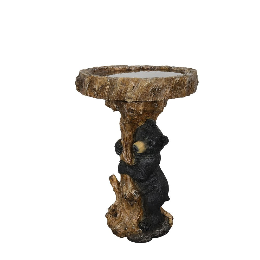 23.6° Tall Resin Outdoor Bird Baths for Garden - Outdoor Standing Birdbath with Bear Statue, Pedestal Birdbaths for Outdoors, Garden, Patio, Lawn, Backyard