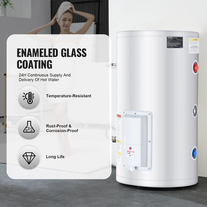 VEVOR Electric Water Heater, 18 Gallon Tank Instant Hot Water Heater, 1.6Kw Tankless Water Heater w/LED Display,Knob Control, IPX4 Waterproof Side Connection On Demand Heaters for Shower, Bath