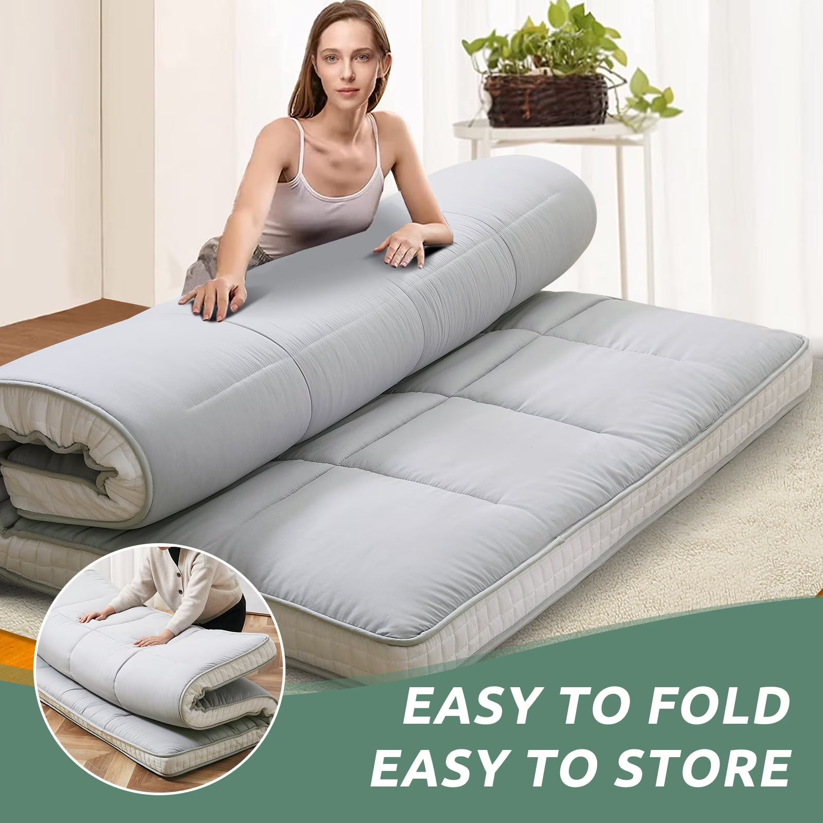 Slsy Futon Mattress 4" Soft and Supportive Twin Mattress Pad with Storage Bag