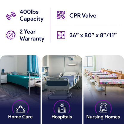 Proheal Low Air Loss Alternating Pressure Air Mattress with Digital Silent Air Pump & Side Perimeter - 36° x 80° x 8/11"