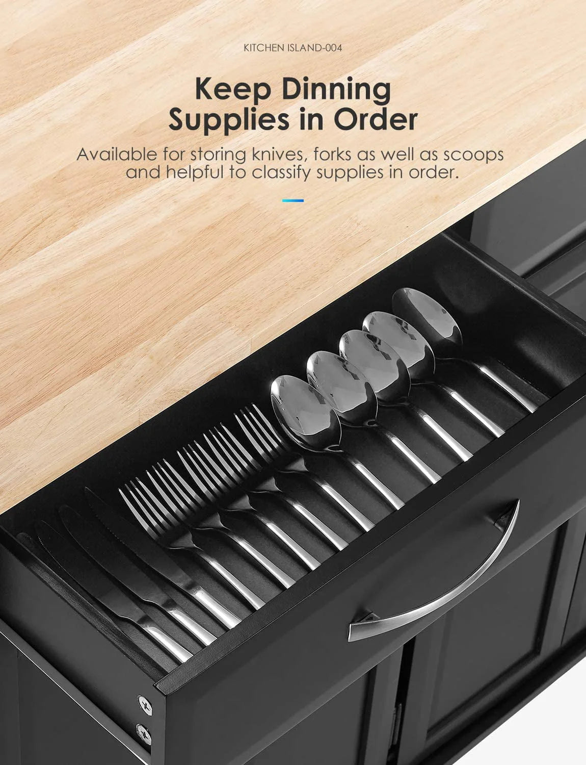 Homfa Kitchen Island on Wheels, Rolling Island Cart with Lockable Casters, Handle Towel Rack and 2 Drawers, Black
