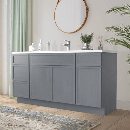 60 in. W x 21 in. D x 32.5 in. H Freestanding Bathroom Vanity Cabinet without Top in Smoky Gray