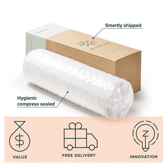Zinus Cool Touch Comfort 8" Hybrid Mattress - Gel Memory Foam and Pocket Spring, Queen