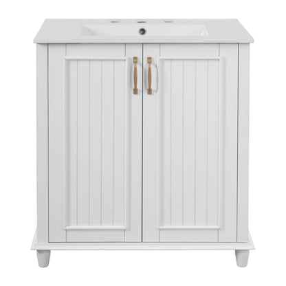 Harper & Bright Designs 30" Bathroom Vanity with Sink, Bathroom Storage Cabinet with Drawers, Single Sink Bathroom Vanity, White