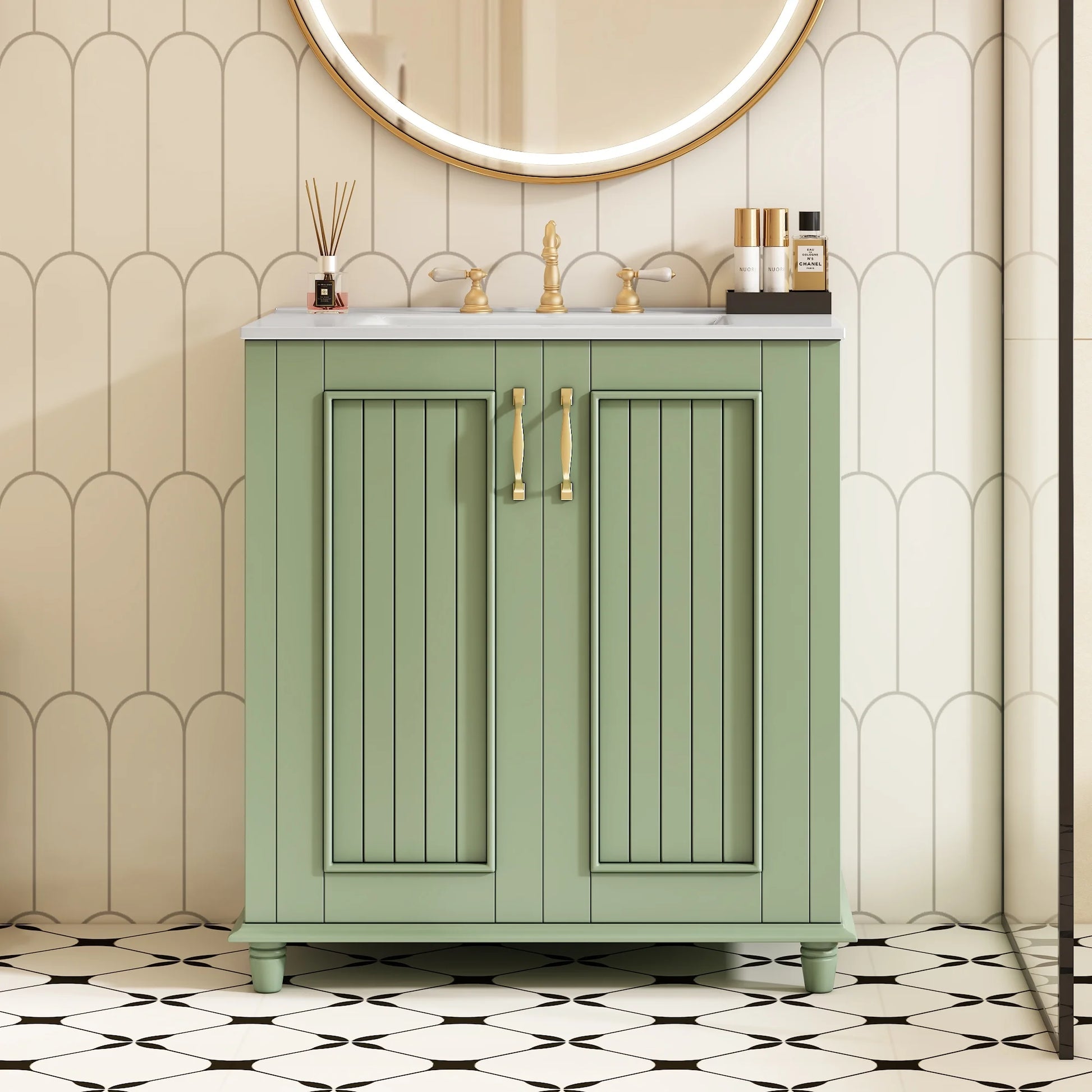Harper & Bright Designs 30" Bathroom Vanity with Sink, Bathroom Storage Cabinet with Drawers, Single Sink Bathroom Vanity, Green