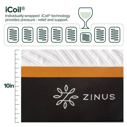 Zinus Cooling Copper ADAPTIVE® 10" Hybrid of Copper Memory Foam and Pocket Spring Mattress, Queen