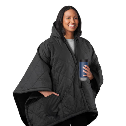 Sunbeam On-the-Go Cordless Heated Throw Blanket with Hood Black Nylon/Microplush 50x66