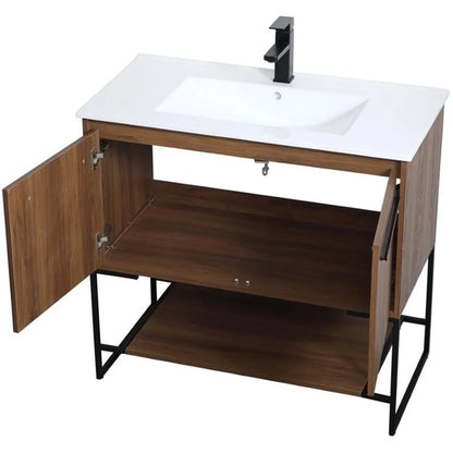 Elegant Kitchen and Bath 36 Inch Single Bathroom Vanity In Walnut Brown