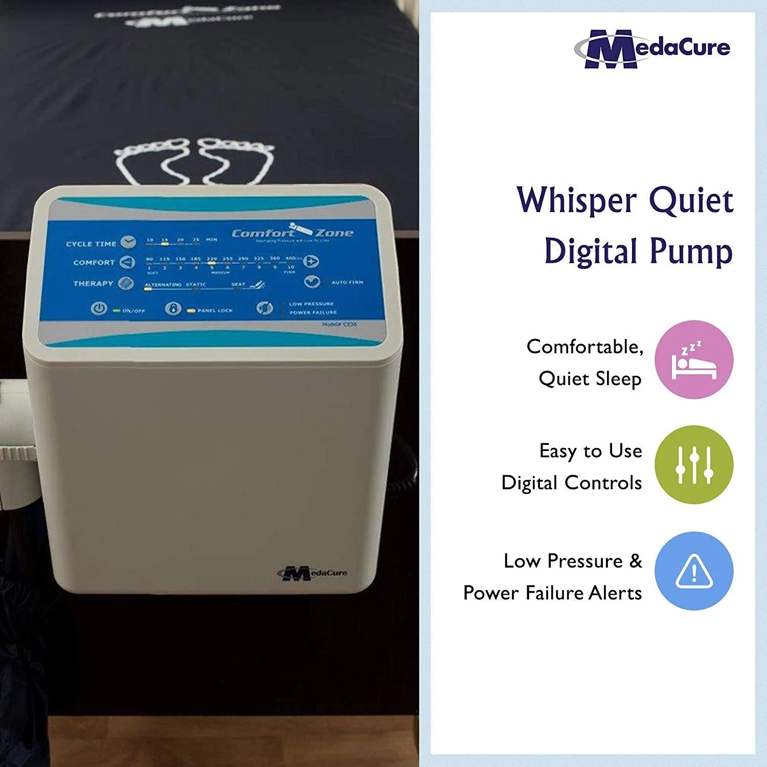 Medacure Alternating Pressure Air Mattress with Pump Included - Twin Size 80" x 36" x 8"