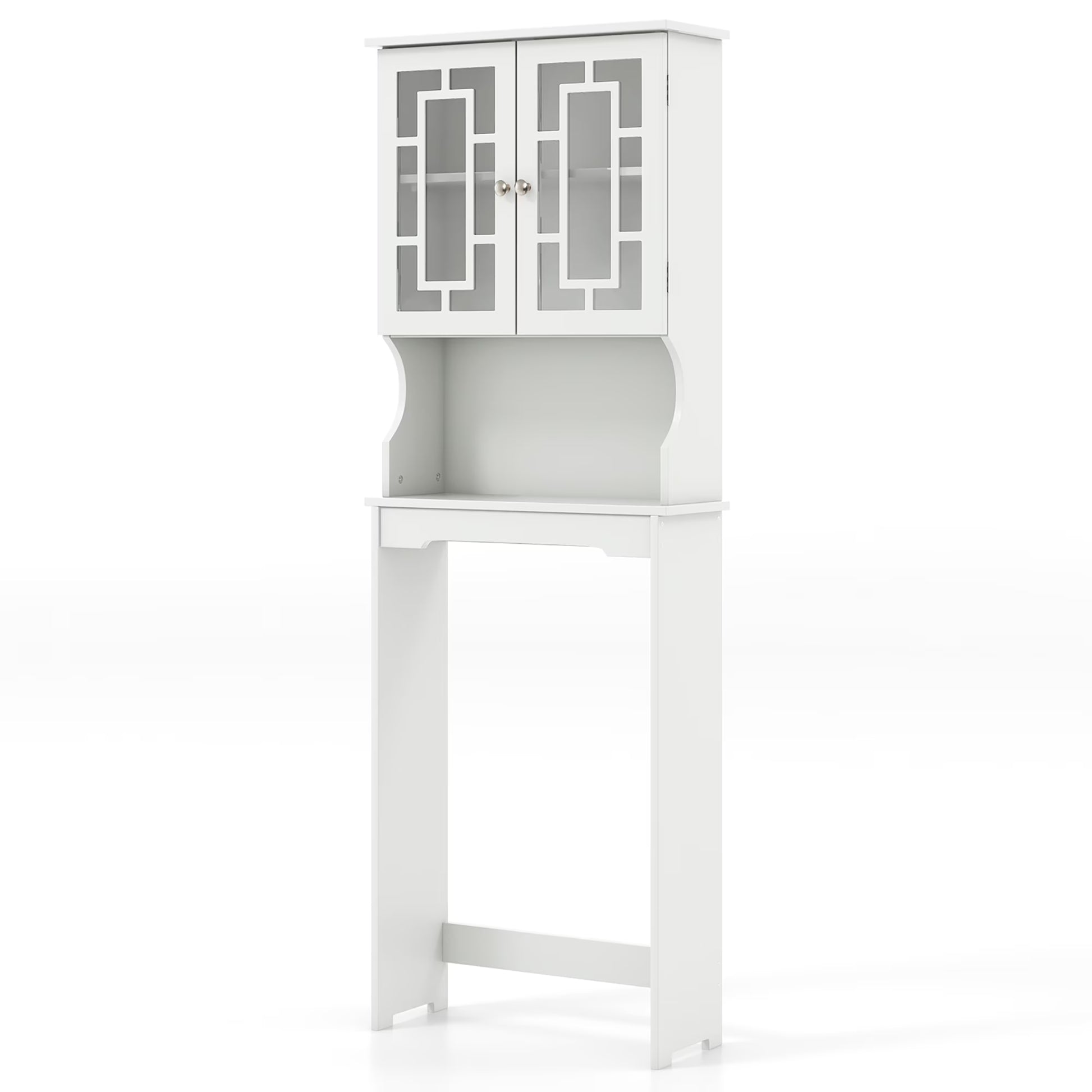 Gymax White Bathroom Over The Toilet Space Saver Storage Cabinet Organizer Shelf
