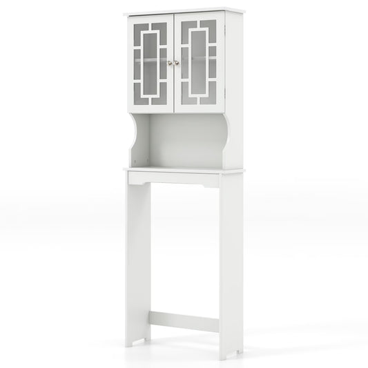 Gymax White Bathroom Over The Toilet Space Saver Storage Cabinet Organizer Shelf