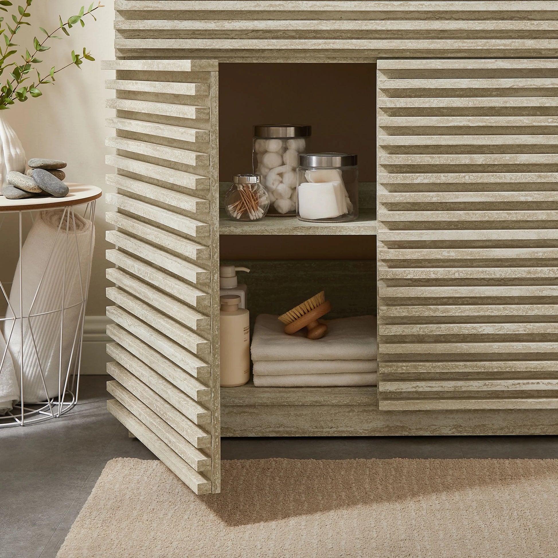 Modway Render 36" Faux Travertine Bathroom Vanity Cabinet (Sink Not Included) in Travertine