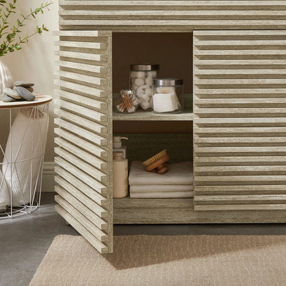 Modway Render 36" Faux Travertine Bathroom Vanity Cabinet (Sink Not Included) in Travertine