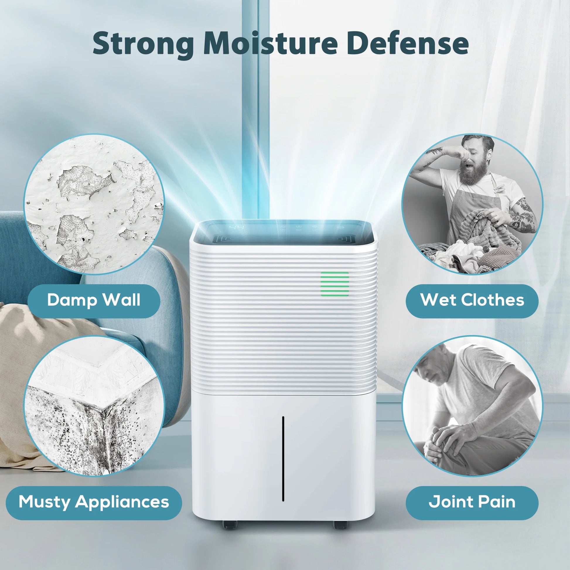 KISSAIR 22-Pint Dehumidifier, 3000 Sq. Ft Coverage Area Home Dehumidifier with Timer Continuous & Dry Mode, 4.8L Water Tank, Dehumidifier for Basement/Bathroom