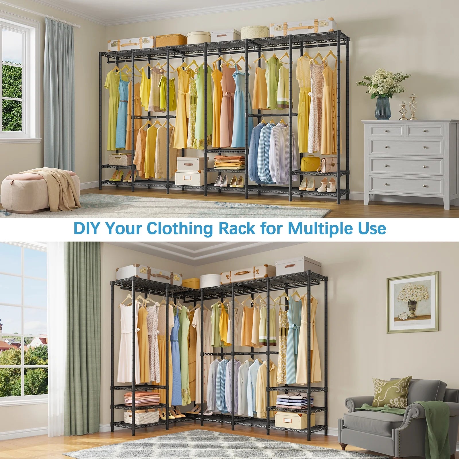 VIPEK V60 Extra Large Portable Closet Rack Heavy Duty Clothing Rack for Hanging Clothes Freestanding Wardrobe Closet, Metal Closet for Bedroom Storage Organizer, Load 1620lbs, Black