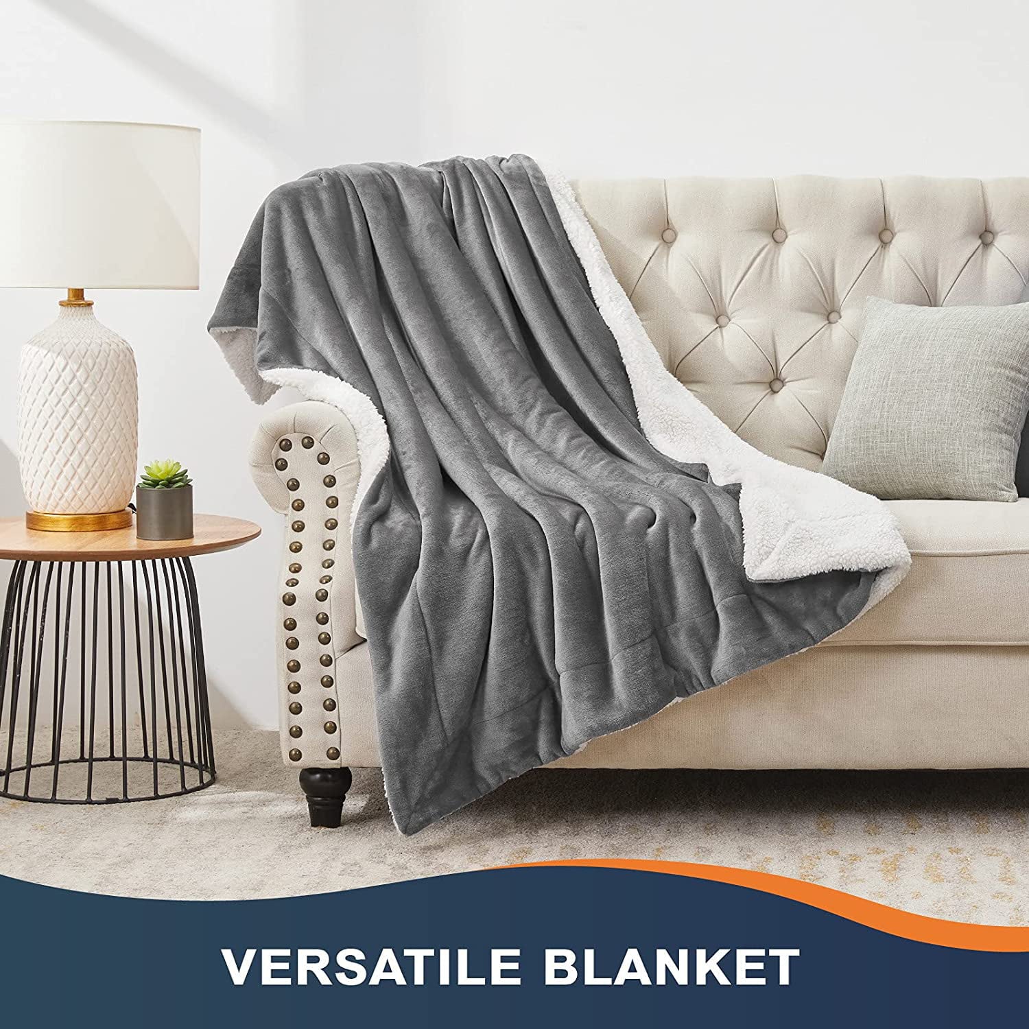 Walensee Sherpa Fleece Bed Blanket, Fluffy, Soft, Plush, Throw 50"60", Grey, Machine Wash