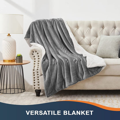 Walensee Sherpa Fleece Bed Blanket, Fluffy, Soft, Plush, Throw 50"60", Grey, Machine Wash