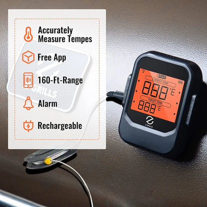 Z GRILLS Digital Wireless Meat Thermometer with 8 Probes for Smoker Grill BBQ Thermometer (Bluetooth)