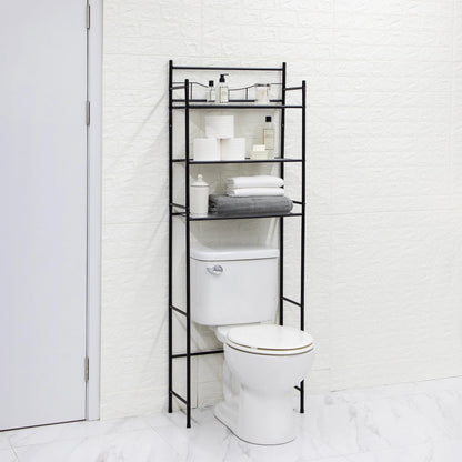 Mainstays Over the Toilet Steel 3-Shelf Bath Shelves Space Saver, Matte Black Finish Adult Groups