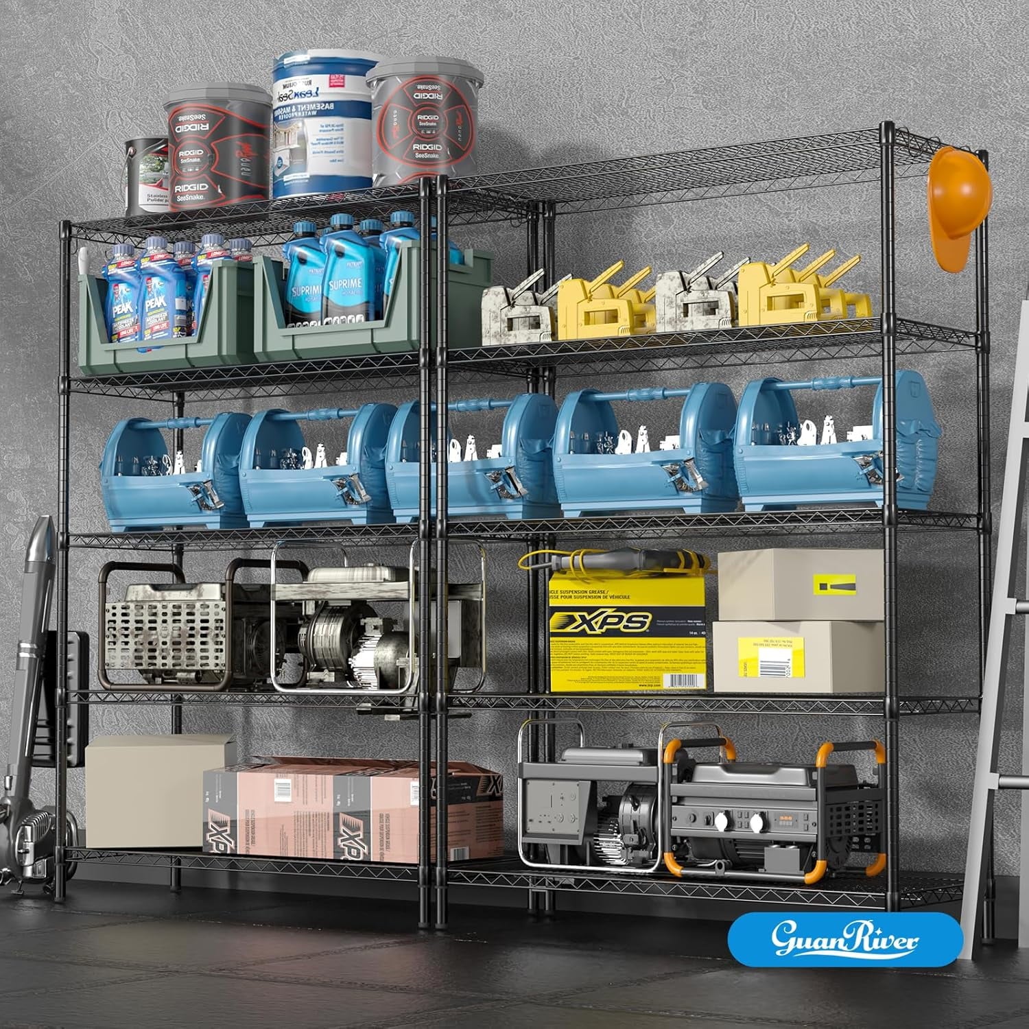 5-Tier Wire Storage Shelves, Adjustable Metal Heavy Duty Storage Rack for Office, Kitchen, Bedroom, Bathroom, Laundry, Pantry Basement, Garage, Black